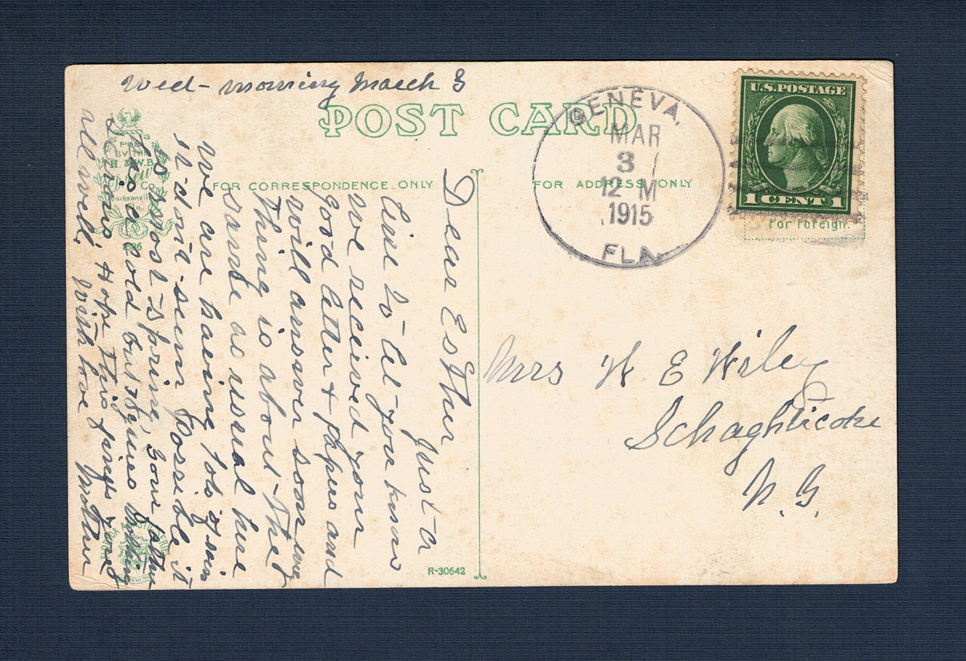 19150303 Geneva FL to Schaghticoke NY - Back